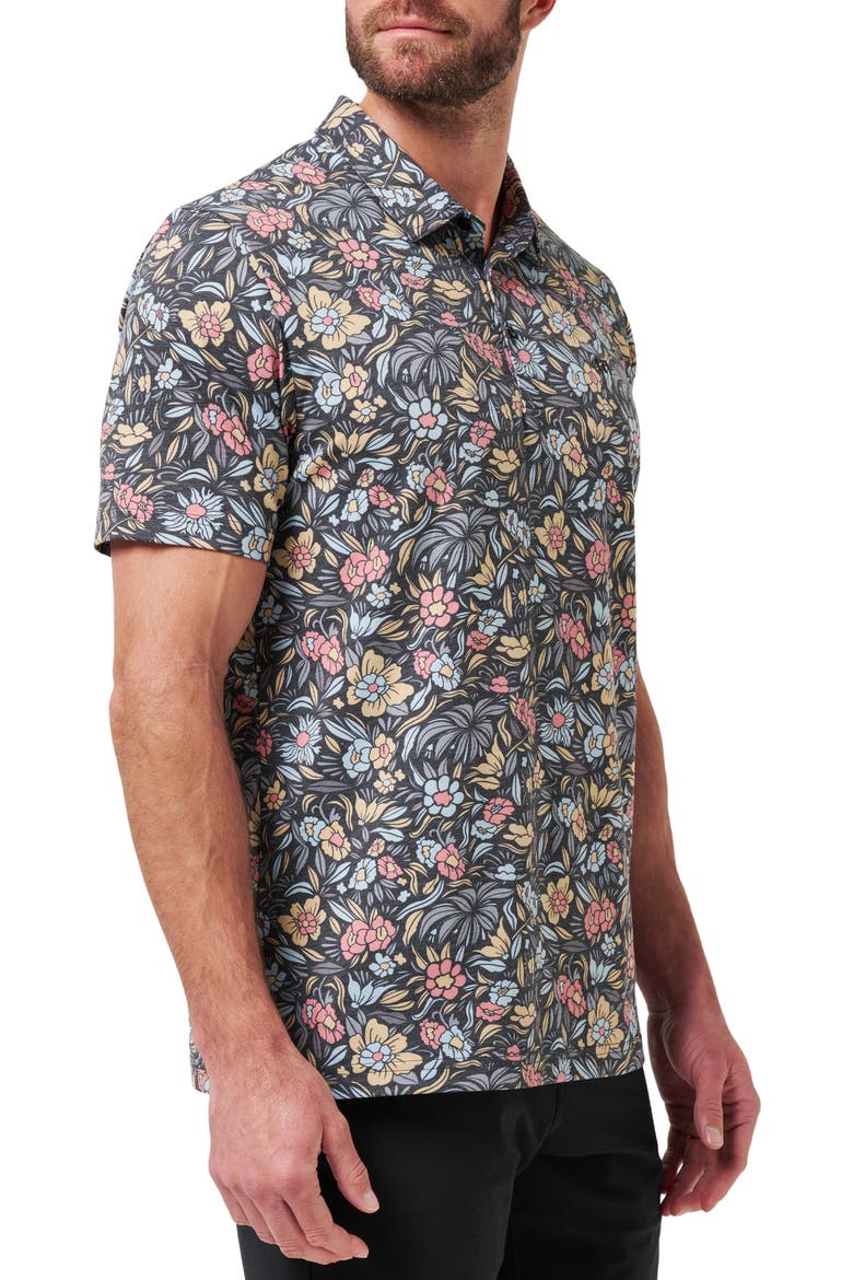 Featherweight Day Floral Piqué Polo, Alternate, color, BLACK