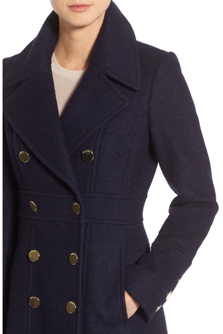 Fit & Flare Military Coat, Alternate, color, NAVY