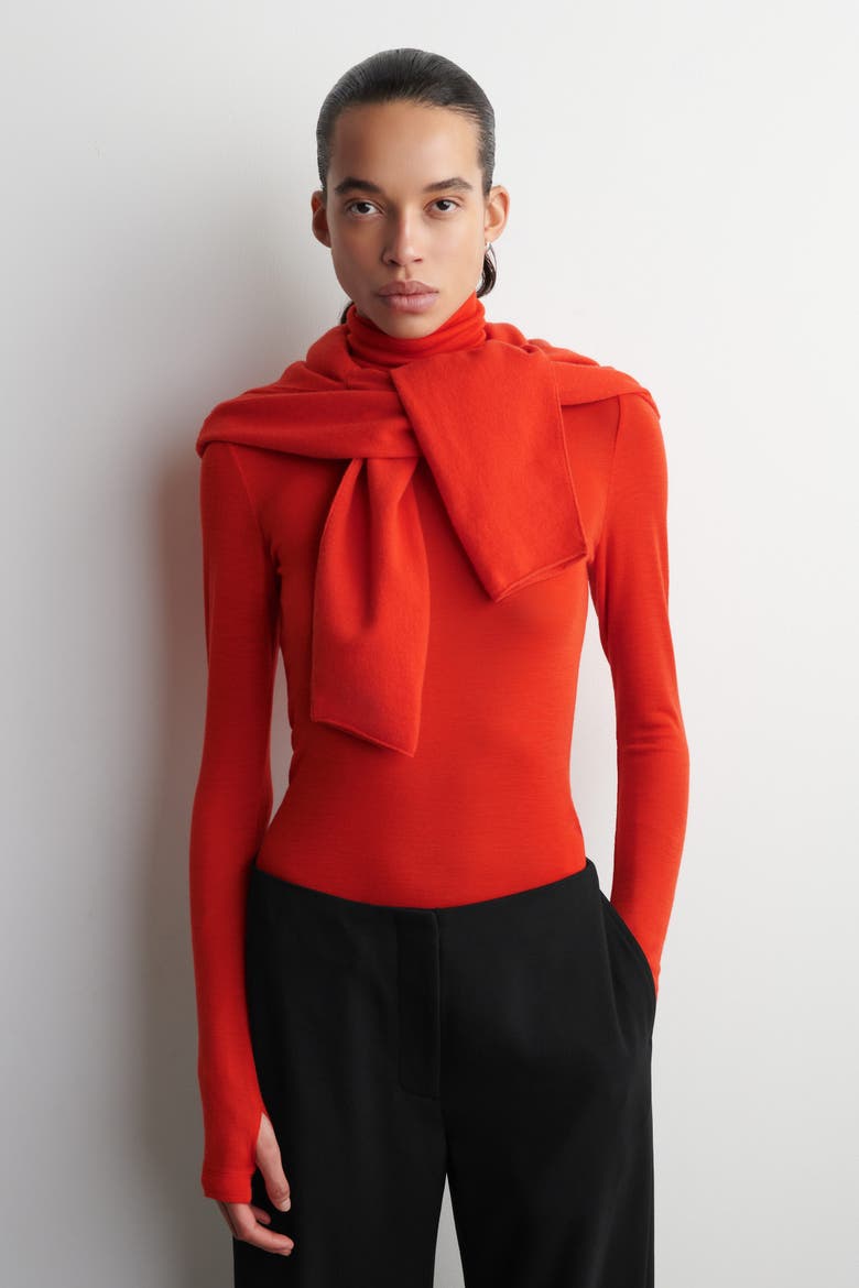 Merino Wool Turtleneck Top, Main, color, ORANGE