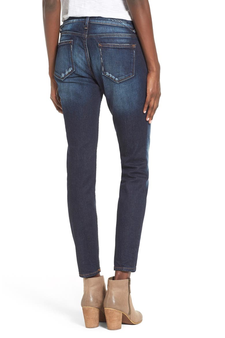 Distressed Skinny Jeans, Alternate, color, DARK WASH