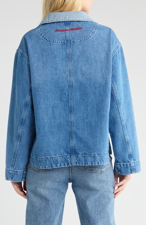 Damson Madder Scarlett Lace-up Denim Rugby Shirt In Blue