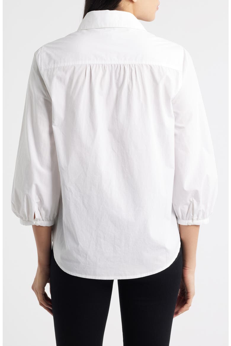 Oceana Isle Rhinestone Cotton Poplin Button-Up Shirt, Alternate, color, WHITE