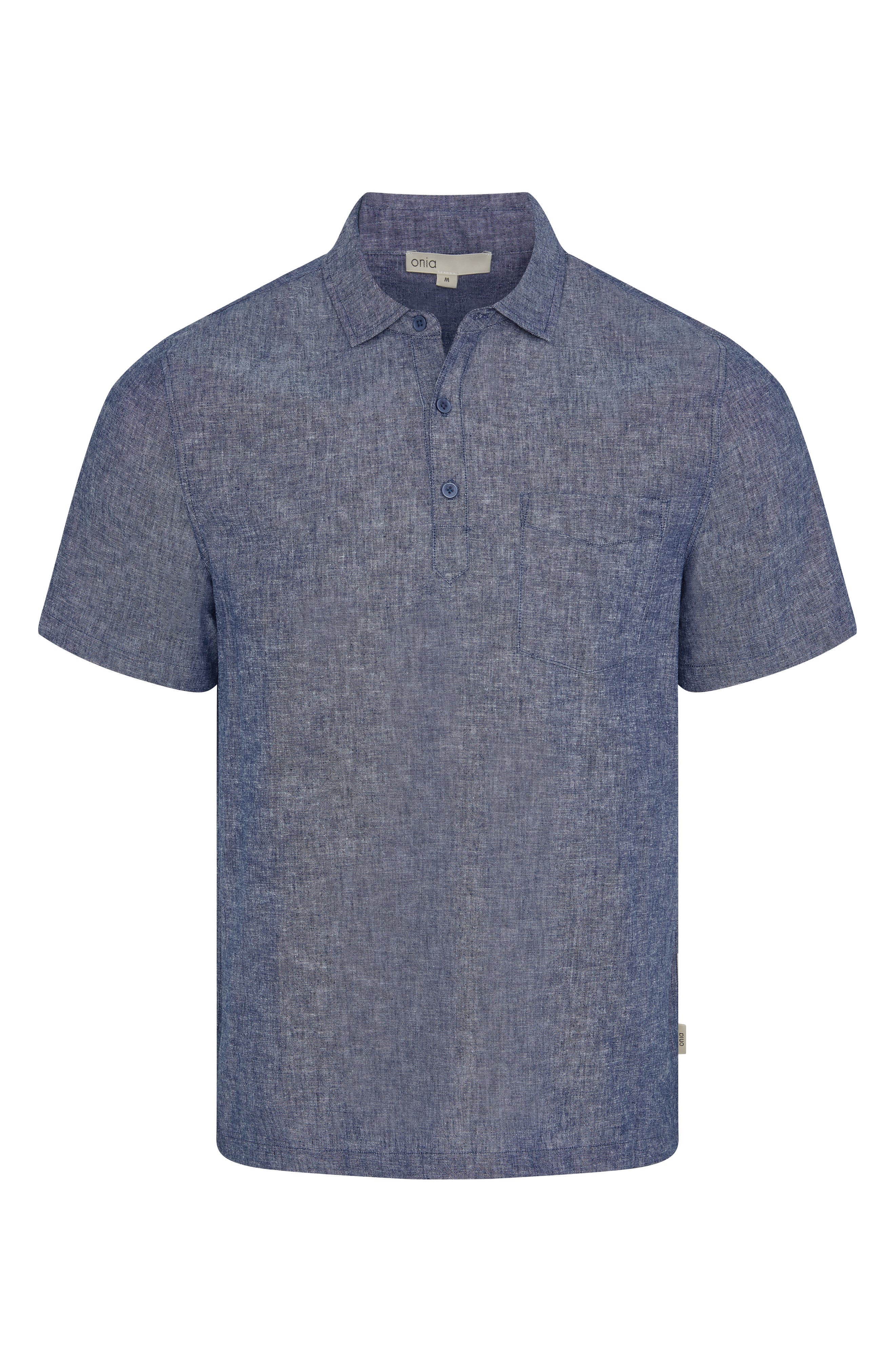 Onia Josh Linen & Cotton Blend Popover Shirt