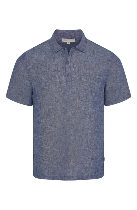 Josh Linen & Cotton Blend Popover Shirt