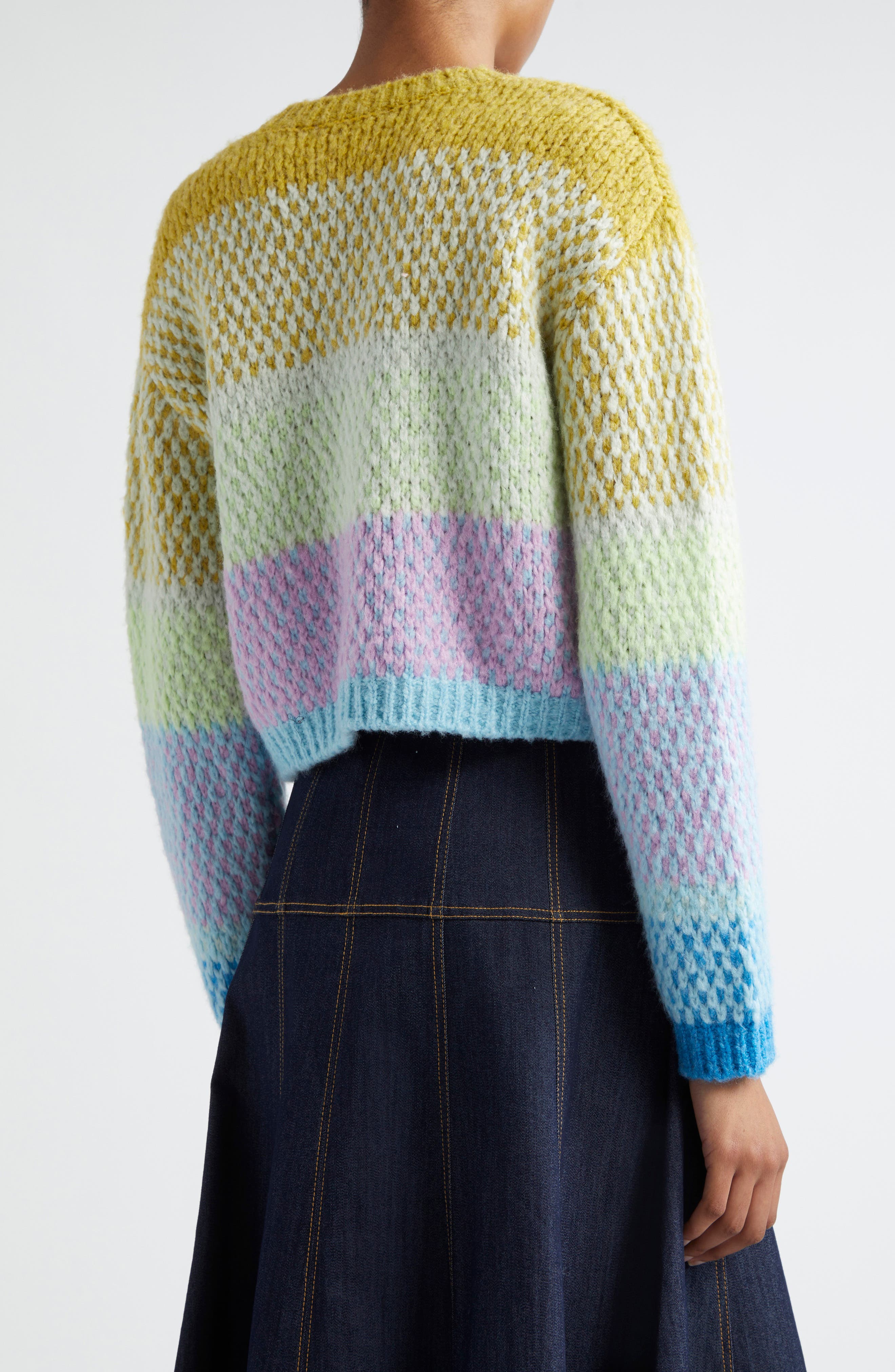 Caspar Ombré Stripe Crewneck Sweater