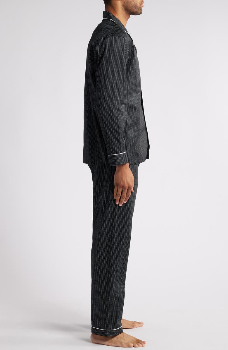 Majestic International Revival Microdot Cotton Sateen Pajamas, Alternate, color, Black Dot