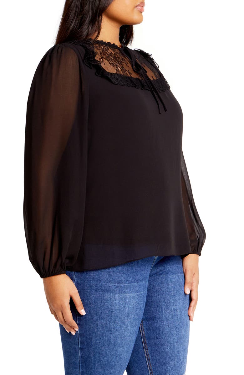 City Chic Greta Lace Trim Top, Alternate, color, 