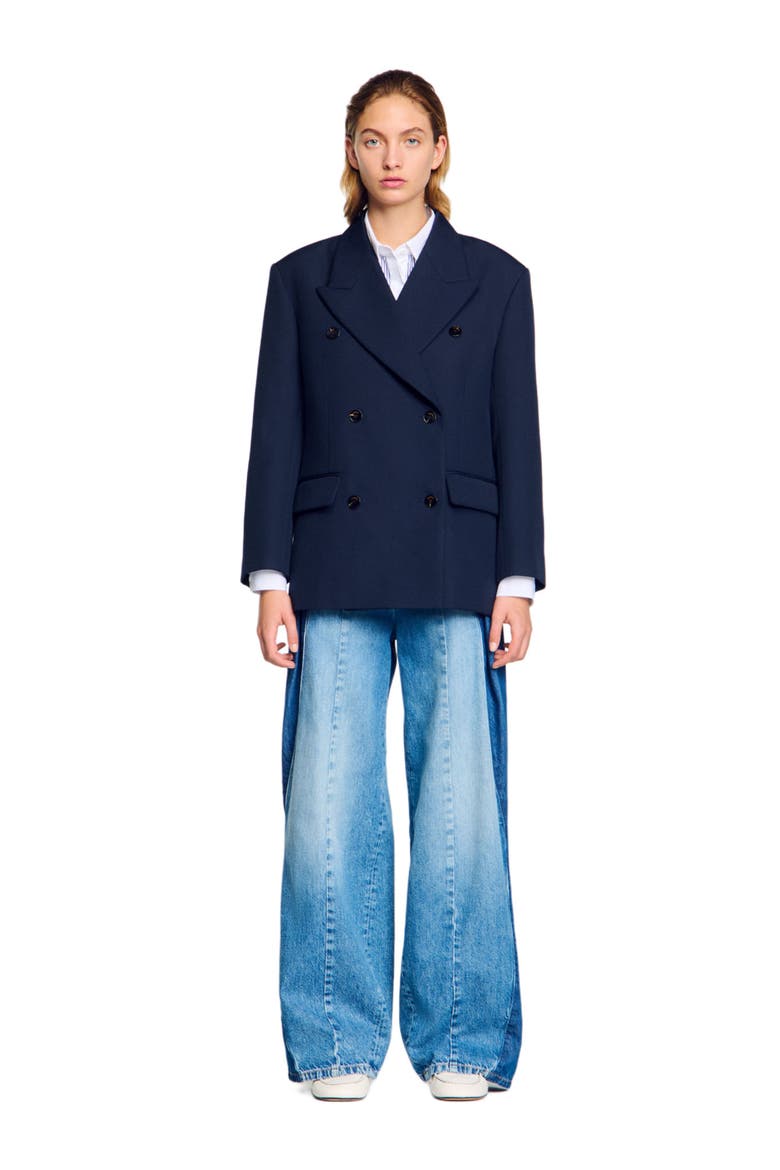 Wool blend suit jacket, Main, color, Navy blue