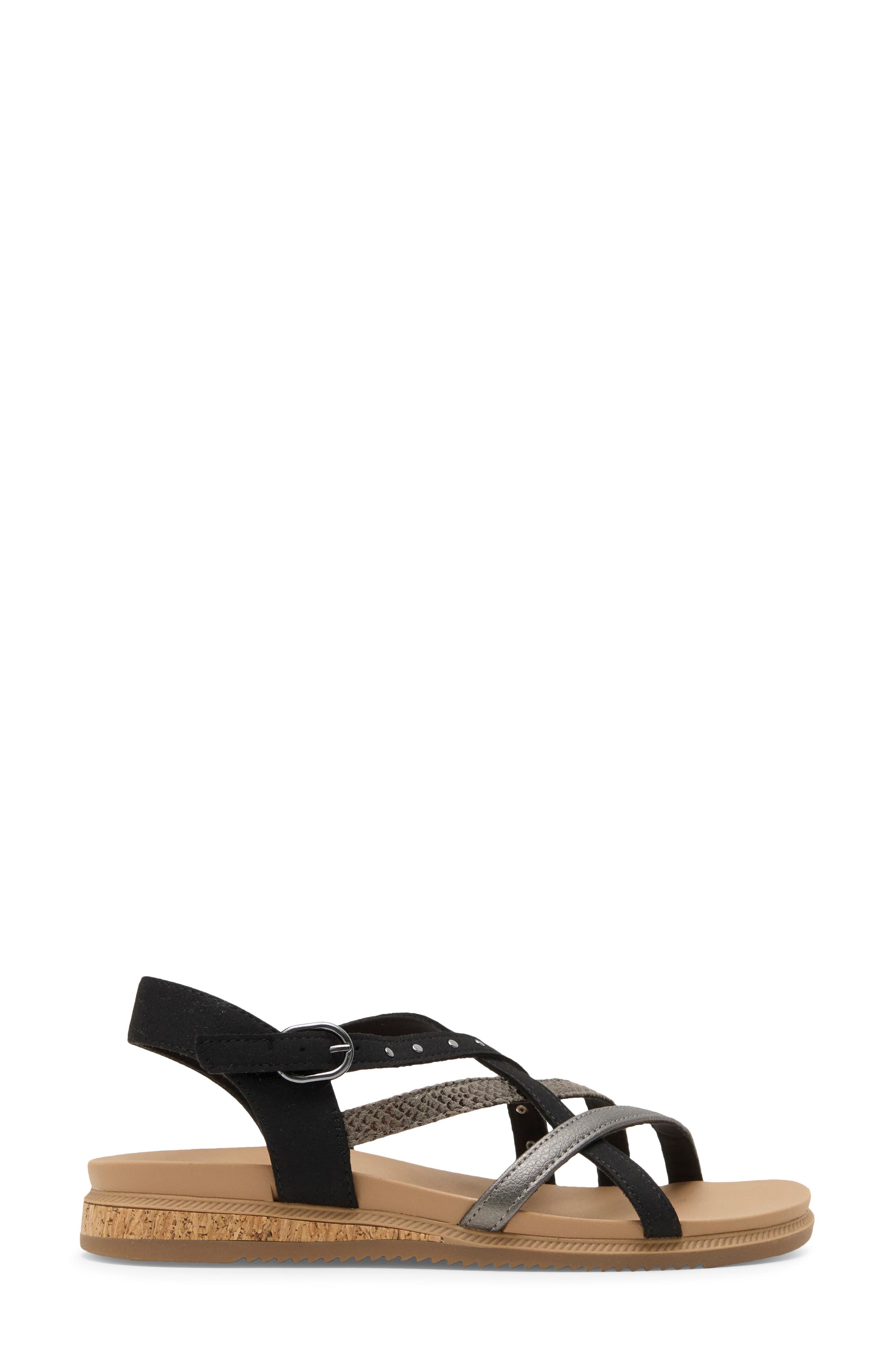 Desert Kiss Low Seaside Strappy Sandal, Alternate, color, BLK