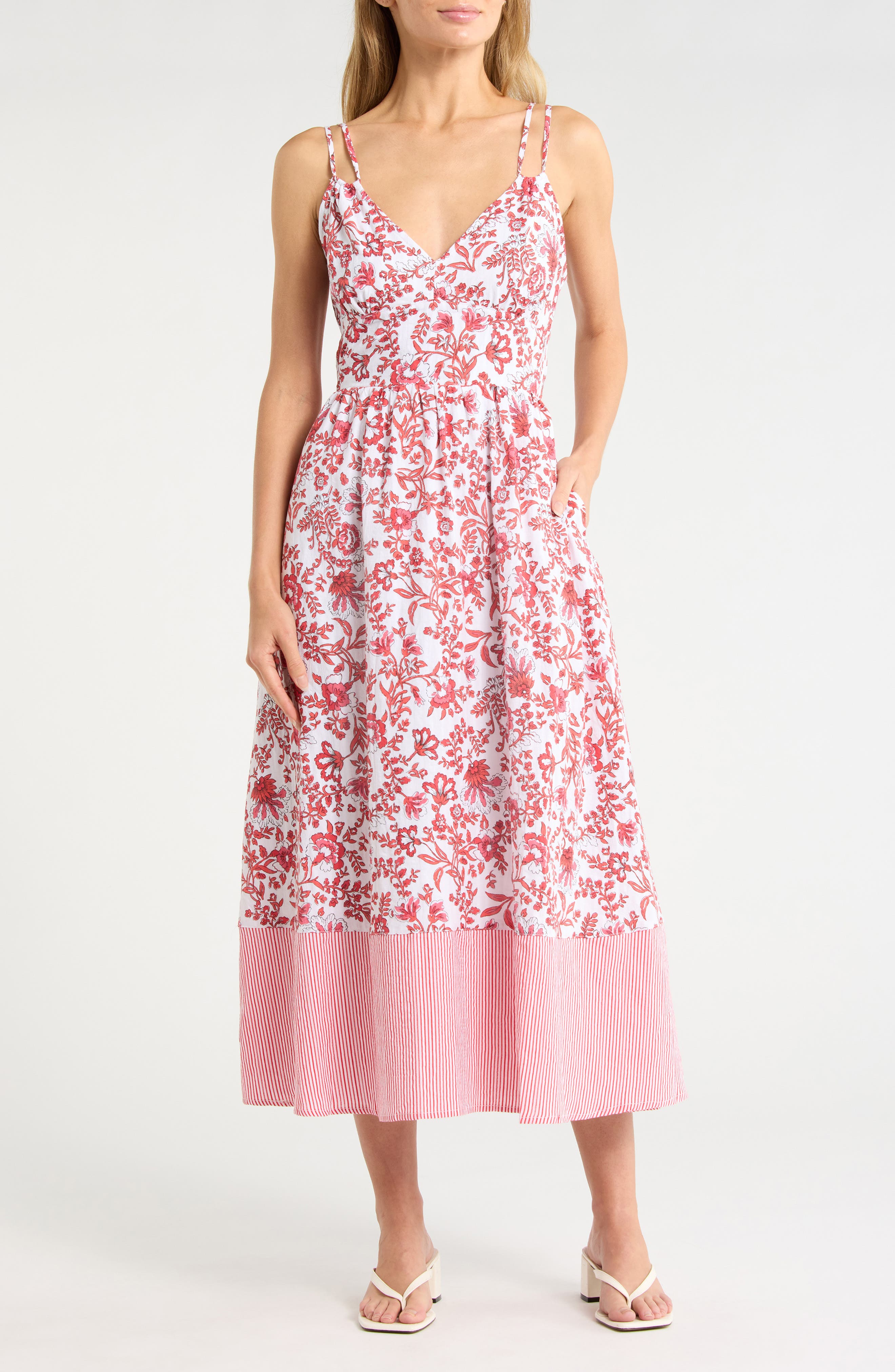 Ellen Tracy Seersucker Strappy Dress