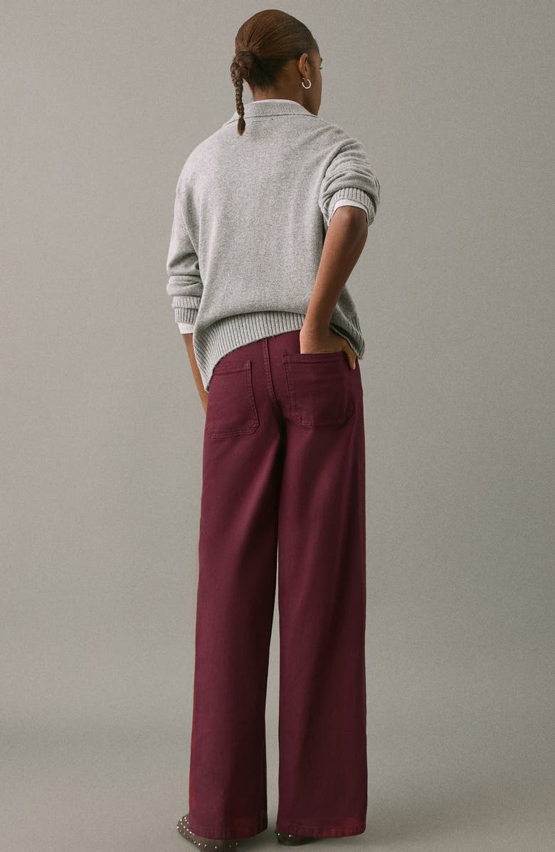 MANGO TEEN Patch Pocket Mid Rise Culotte Wide Leg Jeans, Alternate, color, Burgundy