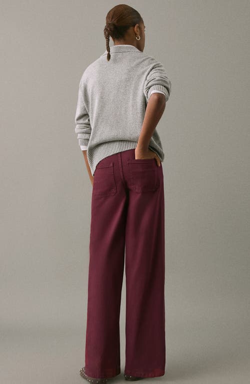 Mango Teen Patch Pocket Mid Rise Culotte Wide Leg Jeans In Brown