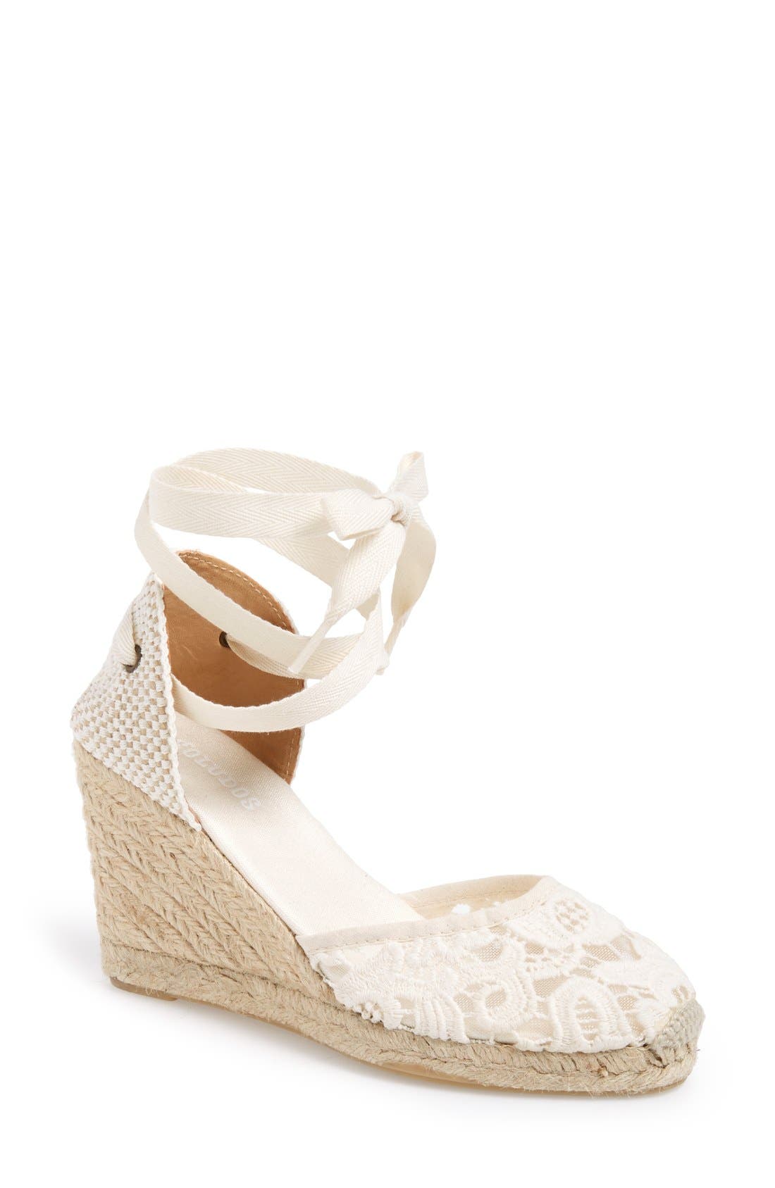 Soludos Lace Wedge Espadrille Sandal, Main, color, 