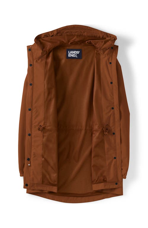 Lands' End Waterproof Hooded Packable Raincoat In Brown