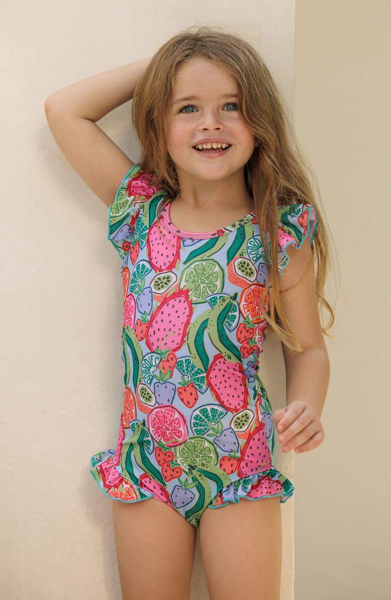 Boardies Kids' Ice Slice Ruffles One-Piece Swimsuit, Alternate, color, Blue/ Green/ Pink Multi