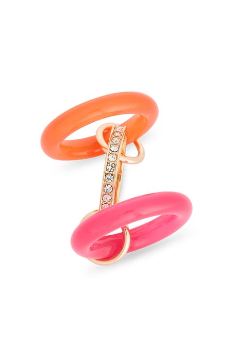 Cubic Zirconia Resin Interlock Ring