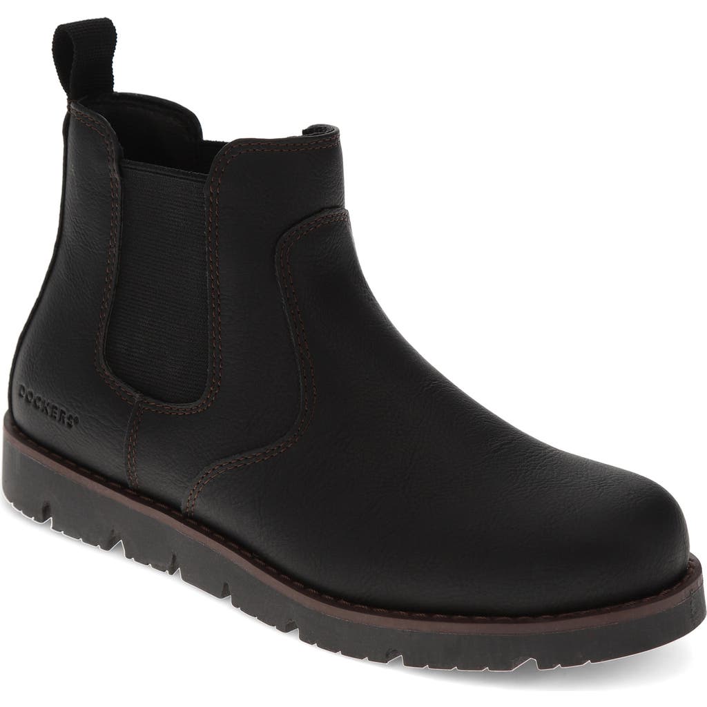 Dockers Mens Stretch Faux Leather Chelsea Boots In Black