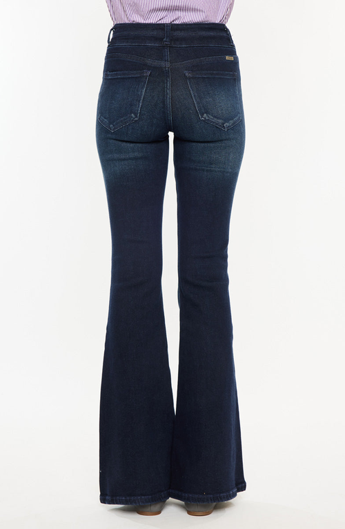 Kancan Vida High Rise Flare Jeans In Dark Wash