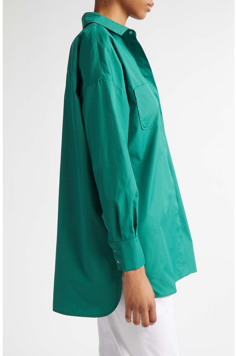 Odino Oversize Cotton Button-Up Shirt, Alternate, color, EMERALD