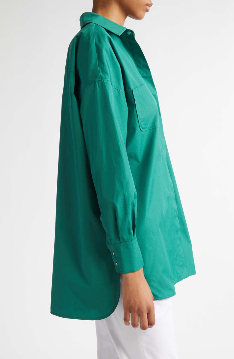 Max Mara Studio Odino Oversize Cotton Button-Up Shirt, Alternate, color, Emerald