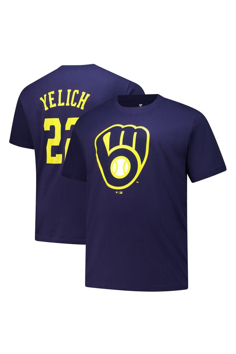 Men's Profile Christian Yelich Navy Milwaukee Brewers Big & Tall Player Name & Number T-Shirt, Alternate, color, Navy