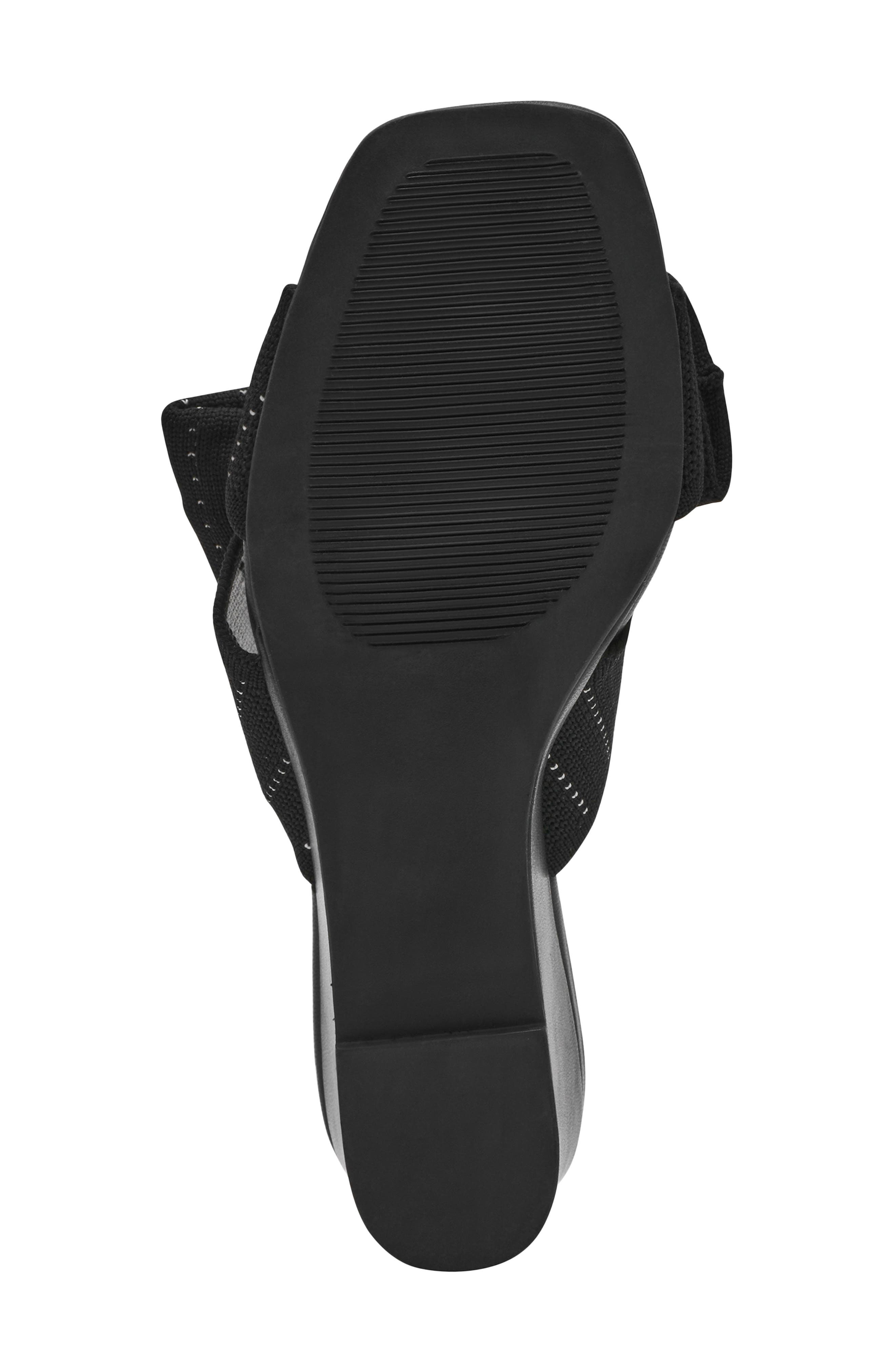 Anne Klein Dara Bow Wedge Slide Sandal, Alternate, color, Black Knit
