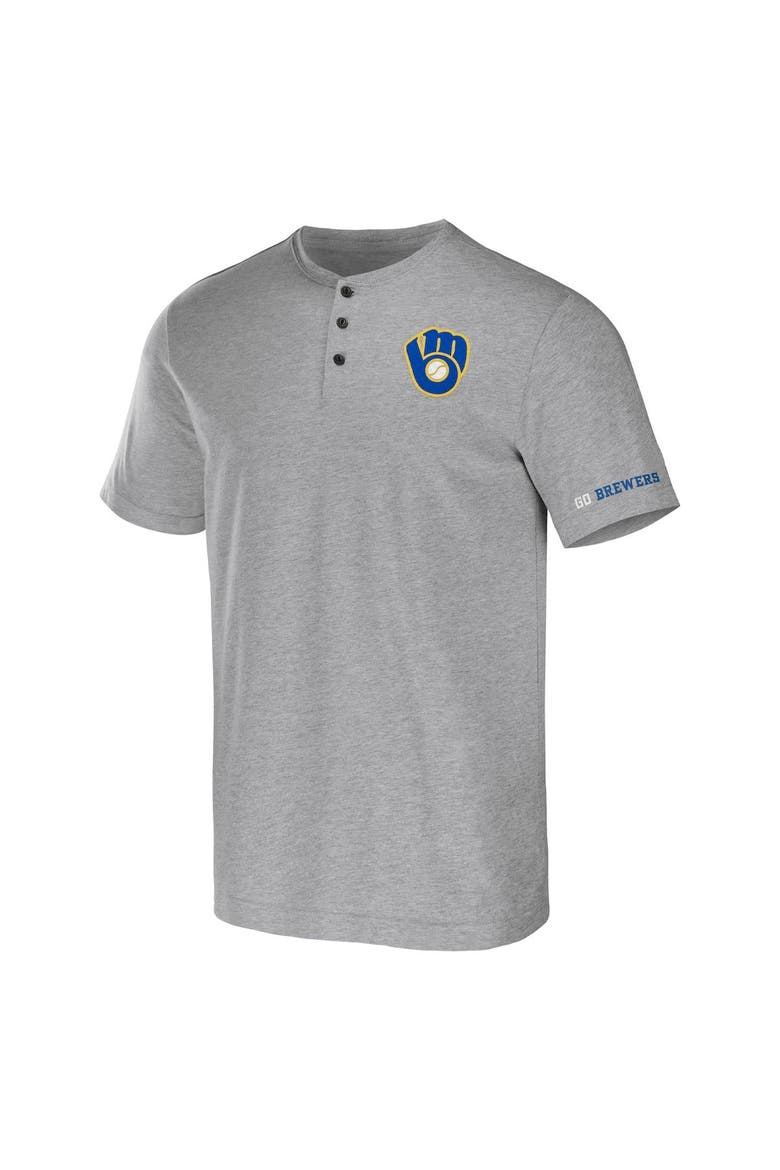 Men's Darius Rucker Collection by Fanatics Heather Gray Milwaukee Brewers Henley T-Shirt, Alternate, color, Heather Gray
