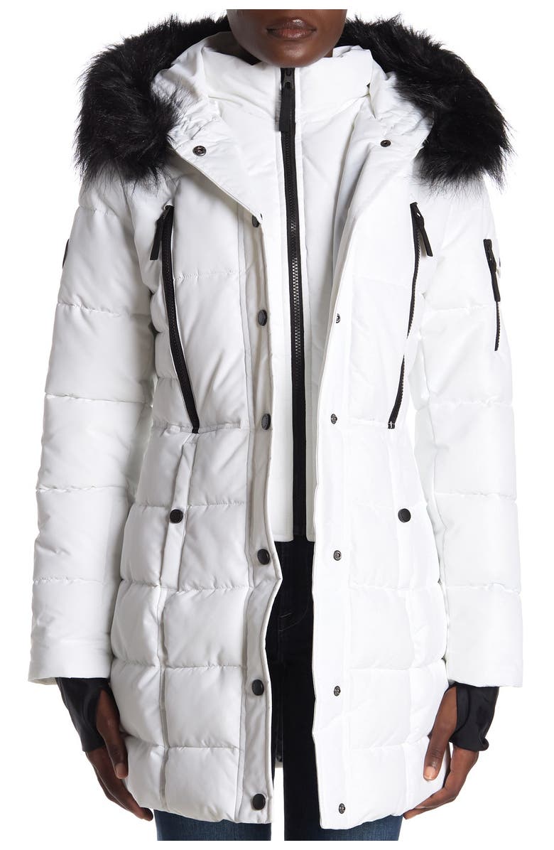 Nautica Faux Fur Trim Hooded Water-Resistant Parka Jacket, Alternate, color, 