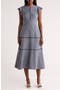 Crosshatch Cap Sleeve Tiered Midi Dress