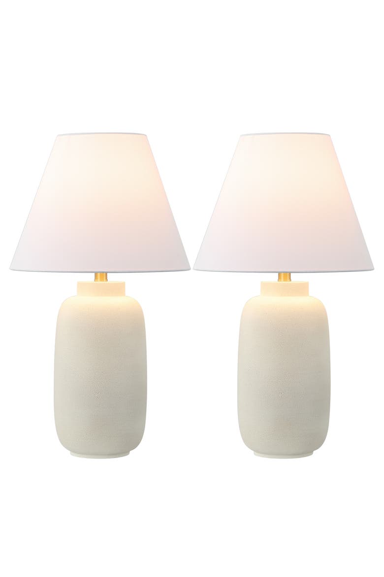 Elinore 24.5" Minimalist Scandinavian Resin/Iron Ginger Jar LED Table Lamp, Alternate, color, Matte Cream