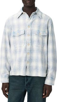 AllSaints Santos Stripe Embroidered Graphic Cotton Button-Up Shirt