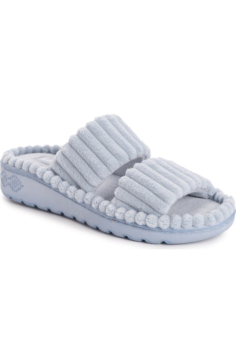 MUK LUKS Cloud Ribbed Terry Double Strap Slide Slipper, Main, color,