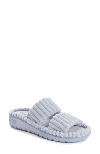 Muk Luks Cloud Ribbed Terry Double Strap Slide Slipper In Cloud