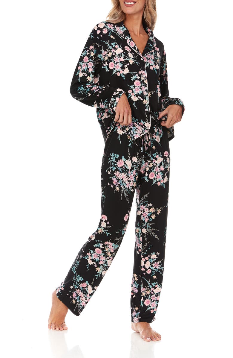 Flora Nikrooz Lindsey Floral Long Sleeve Top & Pants Pajamas, Alternate, color, 