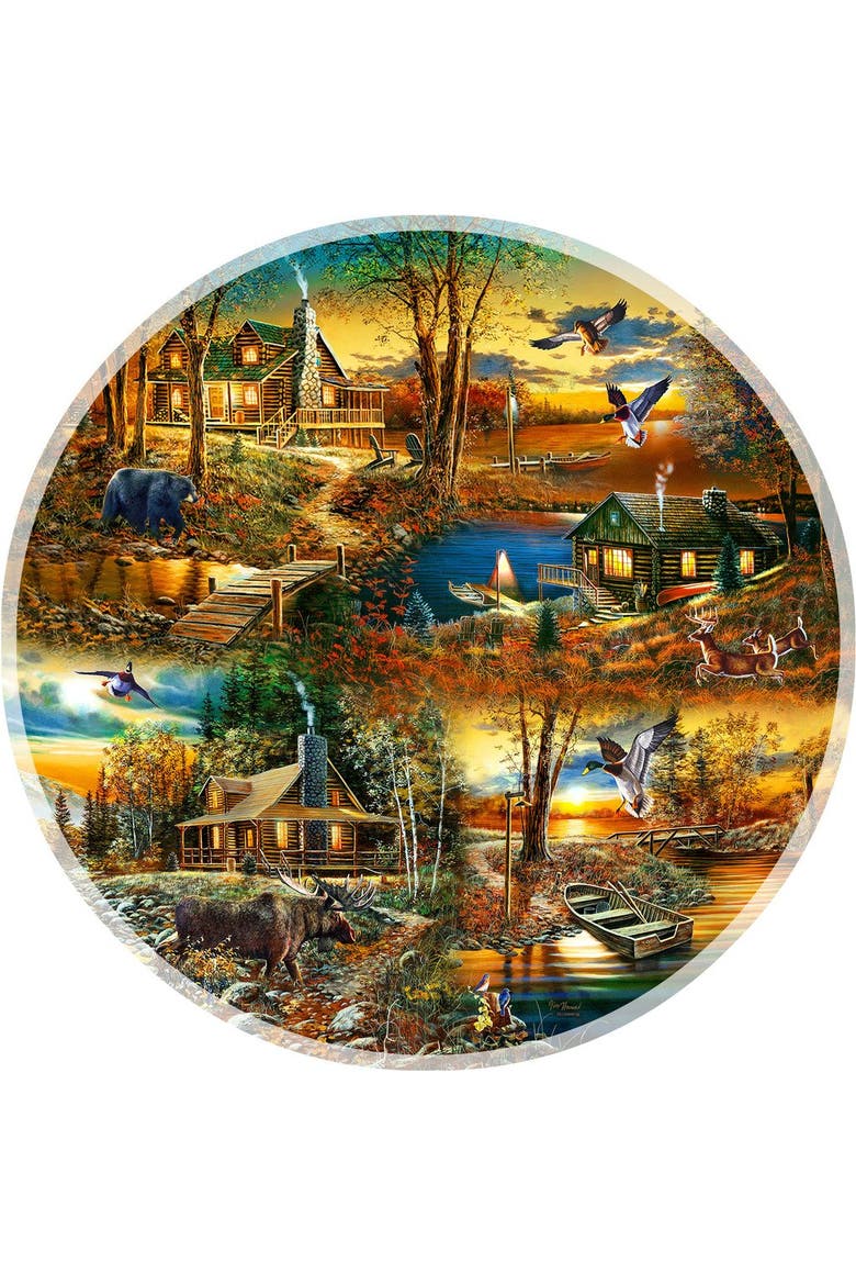 Cabins in the Woods 1000 piece Jigsaw Puzzle for Adults Round, Alternate, color, Multicolor