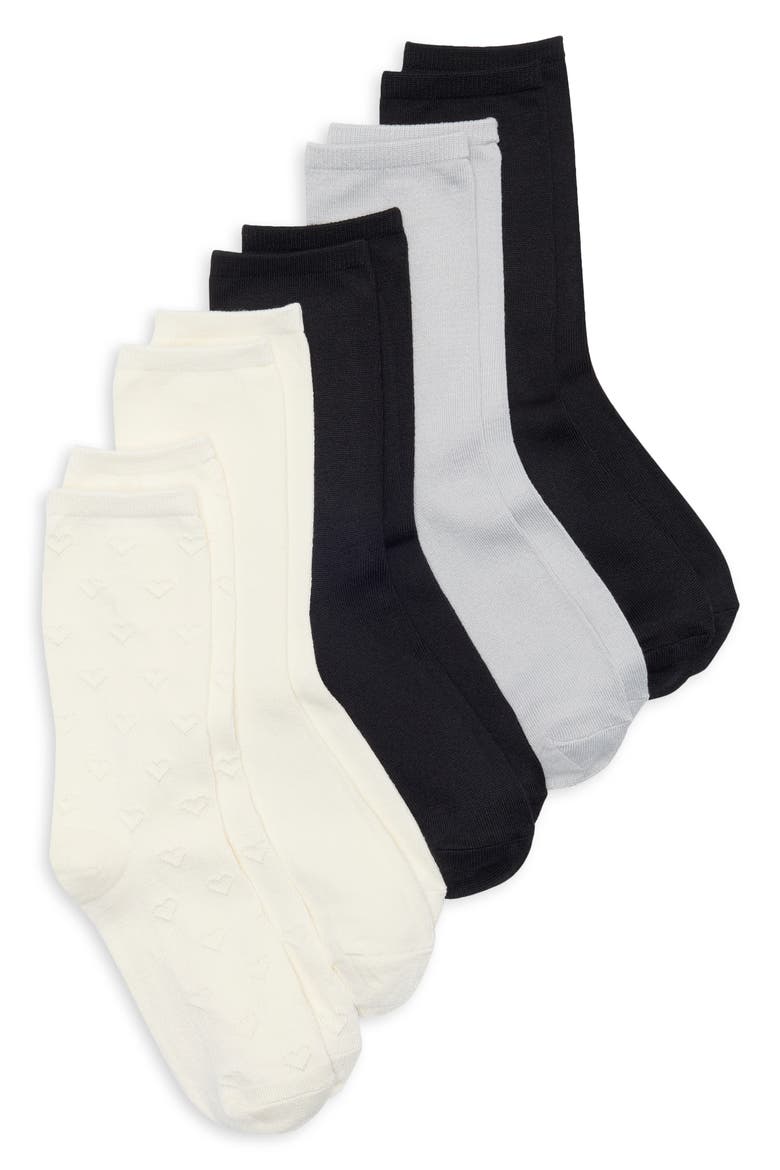 5-Pack Pointelle Stitch Crew Socks, Main, color, IVORY MULTI