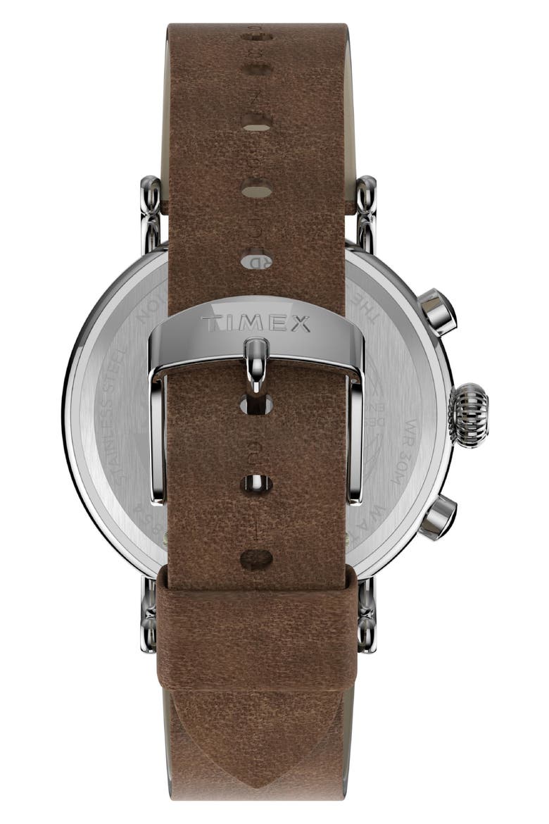 Waterbury Standard Chronograph Leather Strap Watch, 41mm, Alternate, color, BROWN/ BLUE/ SILVER