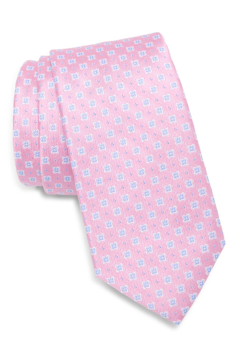 Landon Neat Silk Jacquard Tie, Main, color, PINK