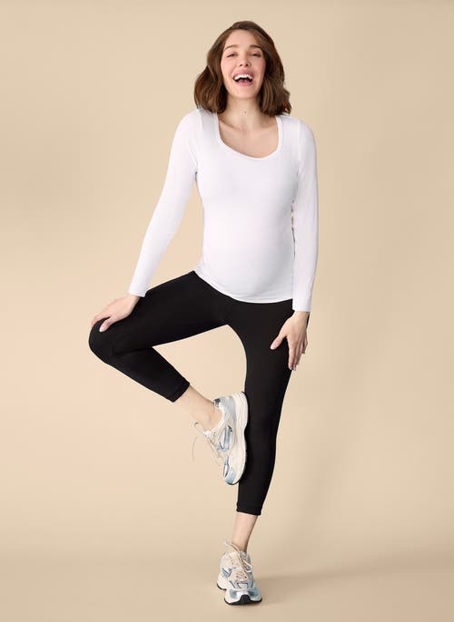 Motherhood Maternity High Waist Over The Belly Active Pocket Crop Legging In Black