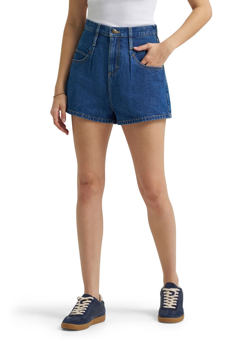 Flirty High Waist Denim Shorts, Main, color, LIGHT CALL