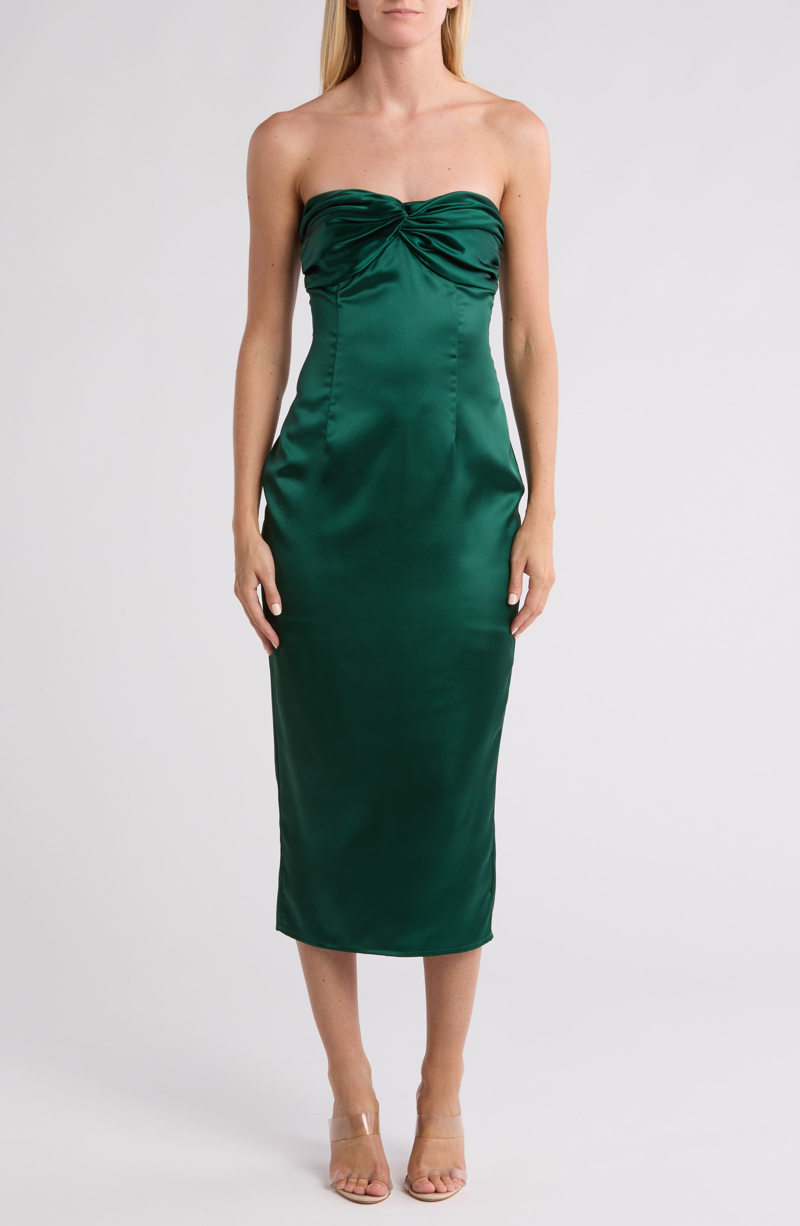 AREA STARS Gilly Strapless Satin Cocktail Dress