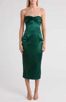 AREA STARS Gilly Strapless Satin Cocktail Dress