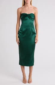 AREA STARS Gilly Strapless Satin Cocktail Dress