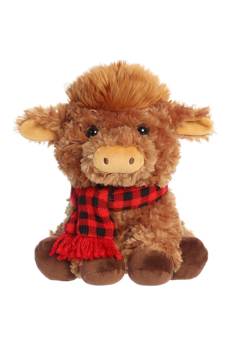 Kids' Frosty Farm Highland Cow Stuffed Animal, Main, color, BROWN
