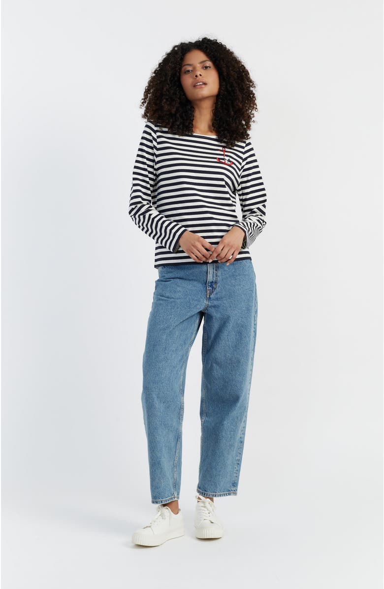 Chinti & Parker Navy Cotton Stripe Snoopy T-Shirt, Alternate, color, 