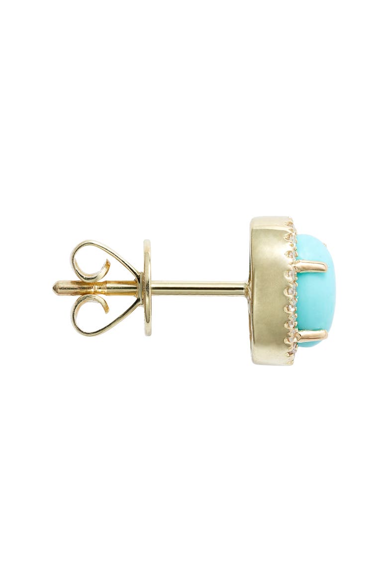 Diamond Pavé Turquoise Stud Earrings, Alternate, color, TURQUOISE/ YELLOW GOLD