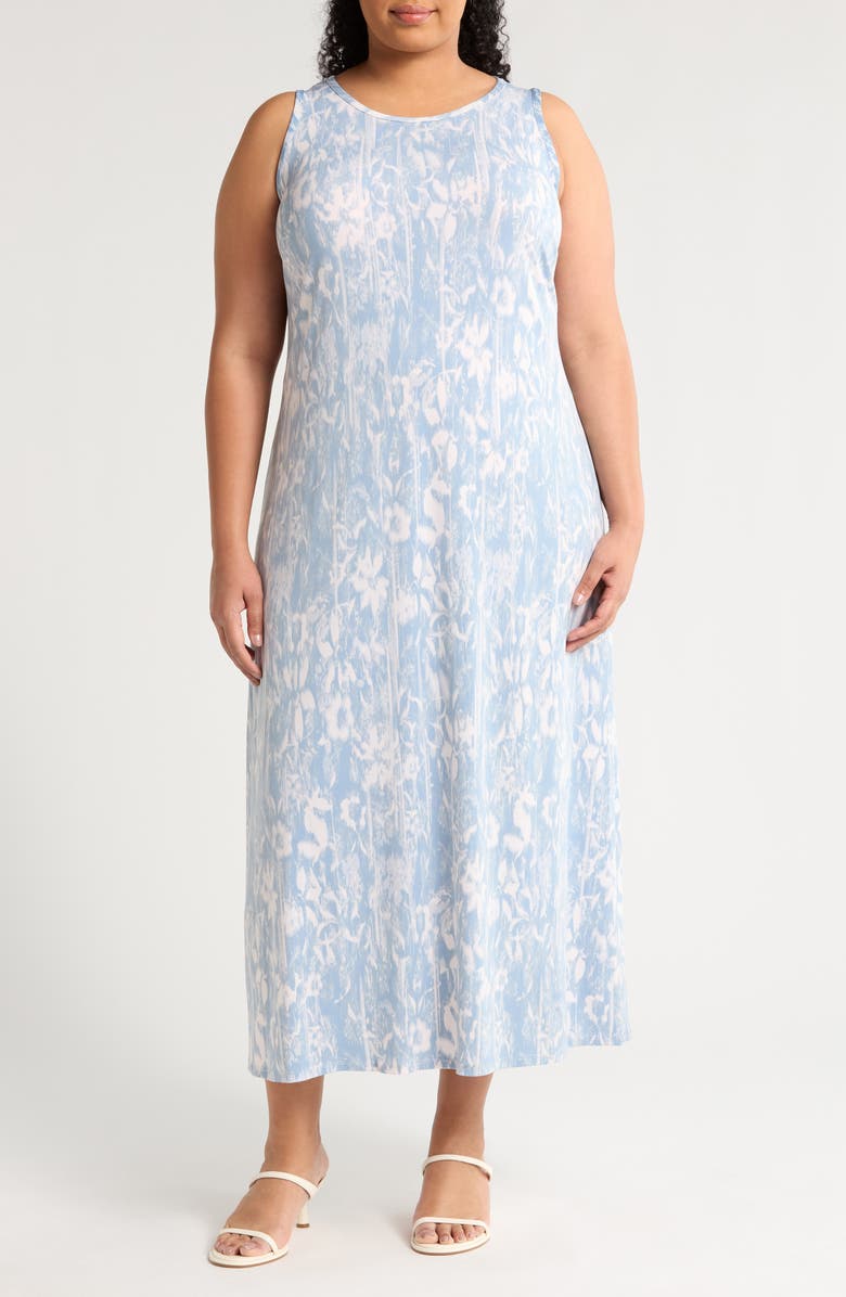 Vince Camuto Print Sleeveless Maxi Dress, Main, color, Lake Breeze