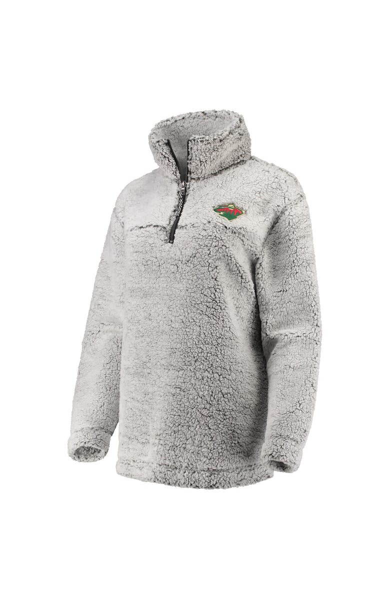 G-III 4HER BY CARL BANKS Women's G-III 4Her by Carl Banks Gray Minnesota Wild Sherpa Quarter-Zip Pullover Jacket, Alternate, color, 