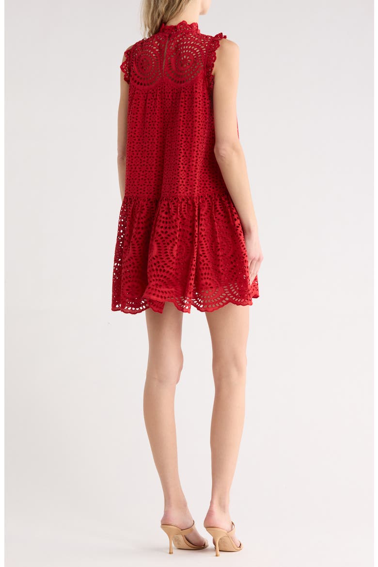 Thea Embroidered Eyelet Sleeveless Cotton Minidress, Alternate, color, HENNA