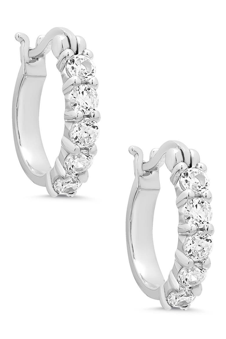 Kids' Cubic Zirconia Hoop Earrings, Main, color, SILVER